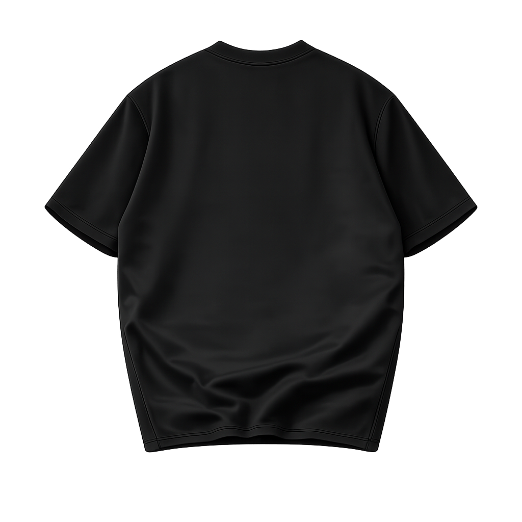 Baskılı Oversize Bisiklet Yaka T-shirt - Siyah