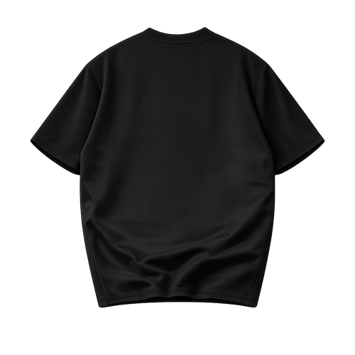 Baskılı Oversize Bisiklet Yaka T-shirt - Siyah