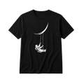 Erkek Astronot Ay Temalı Tişört Kısa Kol Yazlık Bisiklet Yaka T-Shirt - Siyah