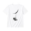 Erkek Astronot Ay Temalı Tişört Kısa Kol Yazlık Bisiklet Yaka T-Shirt - Beyaz