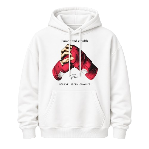 Erkek Eldiven Baskılı Kapüşonlu Sweat - Beyaz
