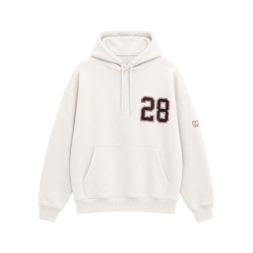 Erkek Oversize Üç İplik Kapüşonlu Sweatshirt –Sırt Ve Ön Baskılı, Kanguru Cepli, Rahat Kalıp Maskot Desenli Model - Siyah Beyaz