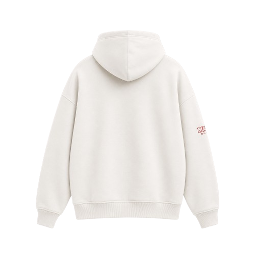 Erkek Oversize Üç İplik Kapüşonlu Sweatshirt –Sırt Ve Ön Baskılı, Kanguru Cepli, Rahat Kalıp Maskot Desenli Model - Siyah Beyaz