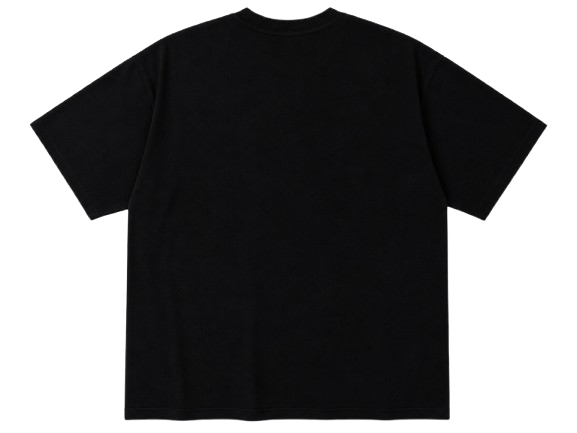 Unisex Bisiklet Yaka Baskılı Oversize T-Shirt - Siyah
