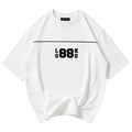 Unisex Bisiklet Yaka Baskılı Oversize T-Shirt - Beyaz