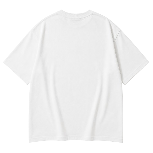 Unisex Bisiklet Yaka Baskılı Oversize T-Shirt - Beyaz